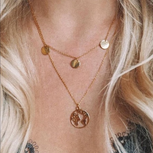 Ivonne Destination Jewelry - New Gold World Disc Layered Necklace